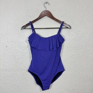 Laundry Shelli Segal Swimsuit Medium Ruffled Bandeau One Piece Purple Resortwear
